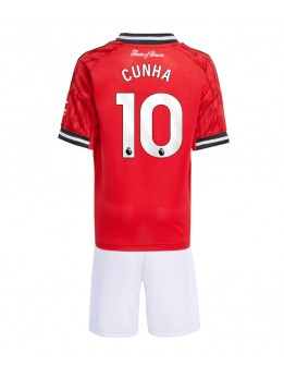 Manchester United Matheus Cunha #10 Replika Hemmakläder Barn 2025-26 Kortärmad (+ byxor)